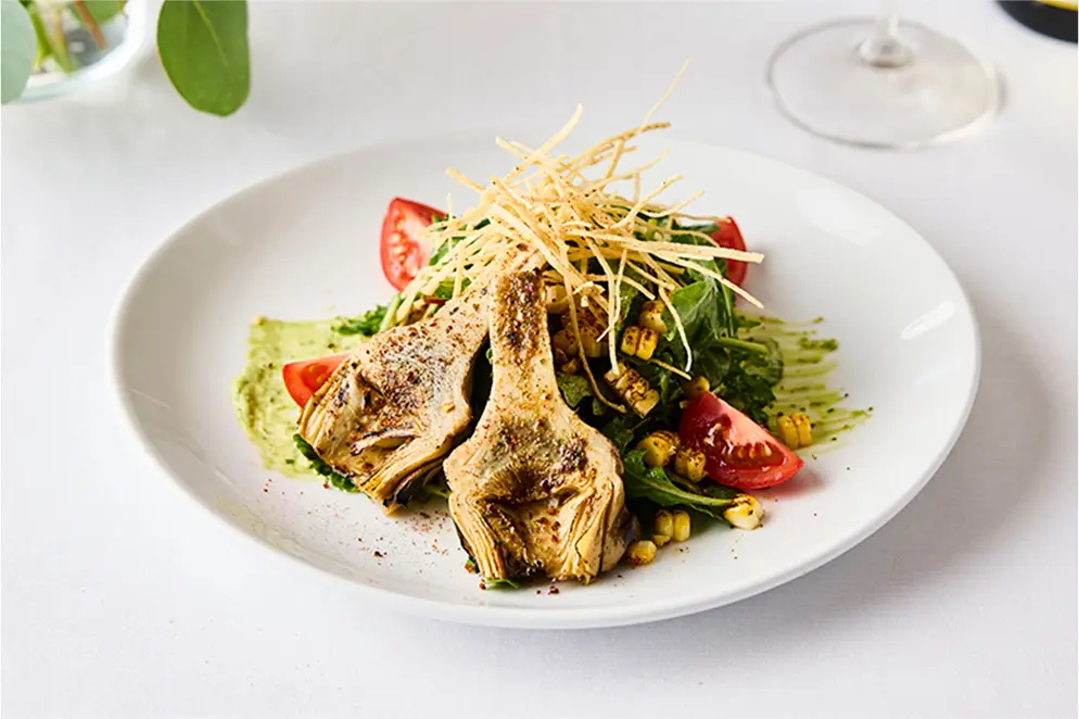 Course One: Smoked Chili Artichoke Salad